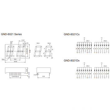 0.8inch 2 Digit 7 Segmentanzeige (GNS-8021Cx-Dx)